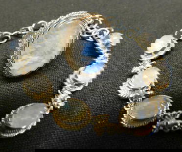 Sterling Silver - Moonstone 7" Bracelet and Size 7 Ring - 18.6 Grams TW: See Photos For Condition and Details