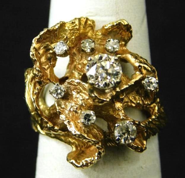 14K Yellow Gold - Ring - Size 6.5 - Cluster - Diamond - 9.2 Grams TW (1 of 7)