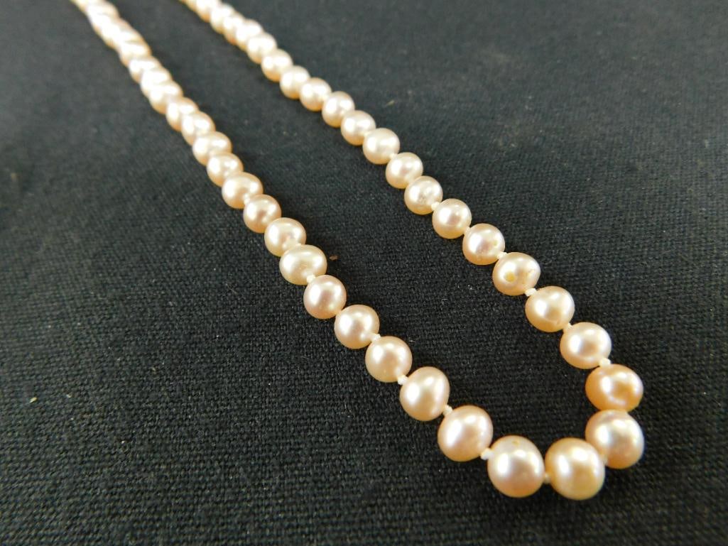 14K Yellow Gold - Necklace - 18" Pearl Necklace with Gold Clasp: See Photos For Condition and Details