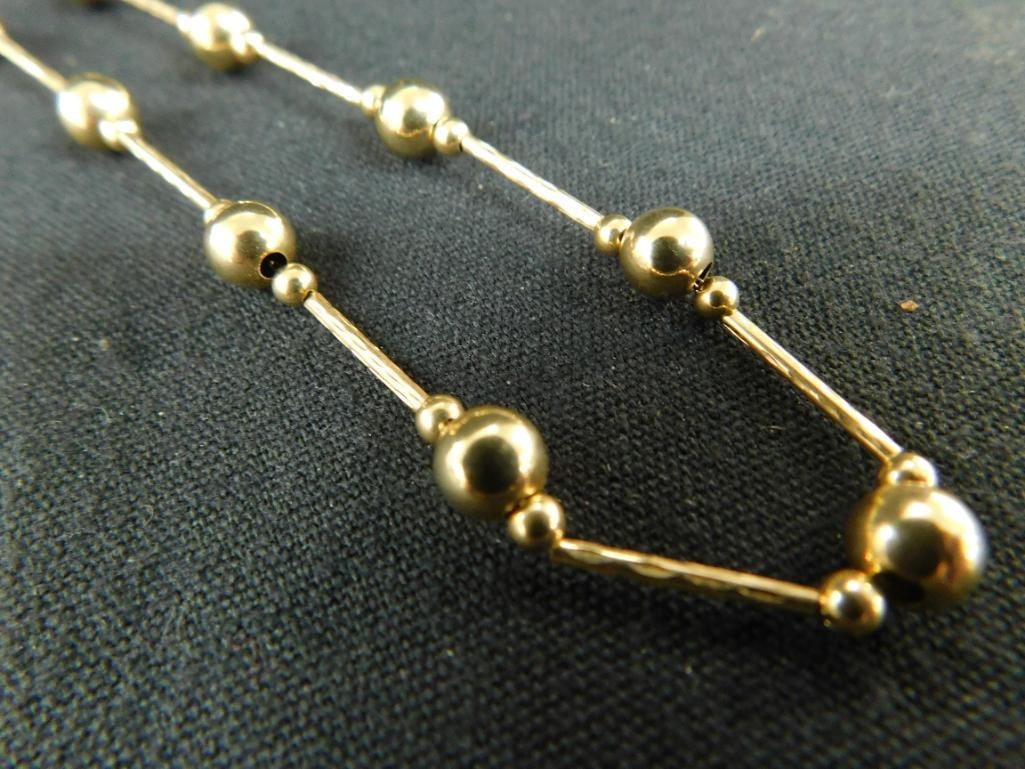 14K Yellow Gold - Necklace - 16" Gold Ball Necklace - 3.5 Grams: See Photos For Condition and Details