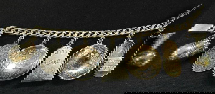 Sterling Silver - Vintage Oversized Charm Bracelet - 61 Grams: See Photos For Condition and Details