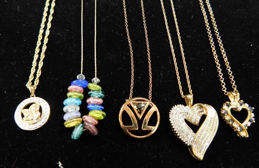 Sterling Silver - 5 Gold Vermeil Necklaces - 3-18" - 2-16" - 26 Grams TW: See Photos For Condition and Details