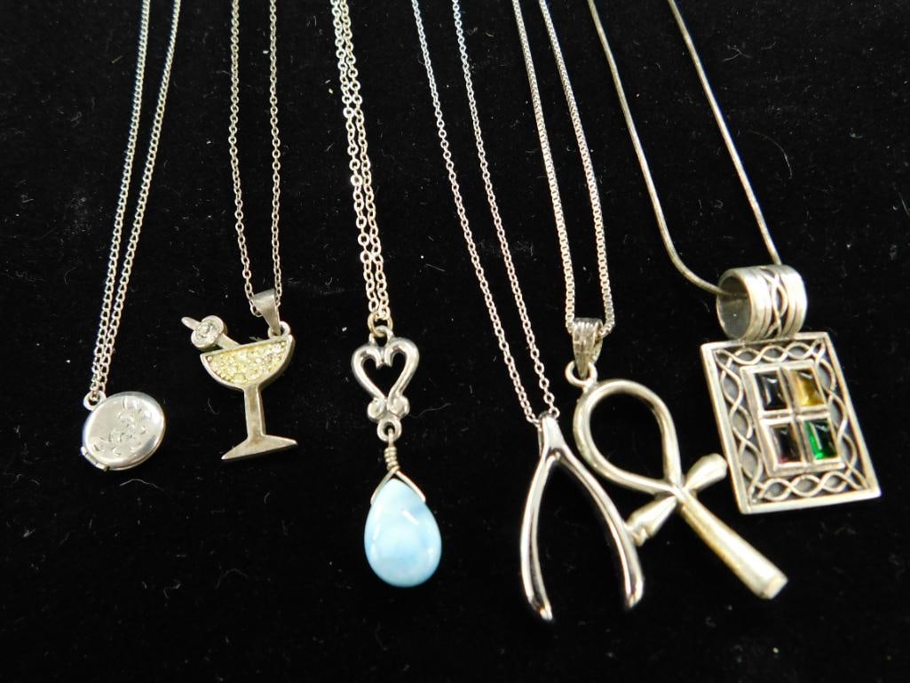 Sterling Silver - 6 Necklaces - 1-13" - 2-16.5" - 3-18" - 26 Grams TW (1 of 11)