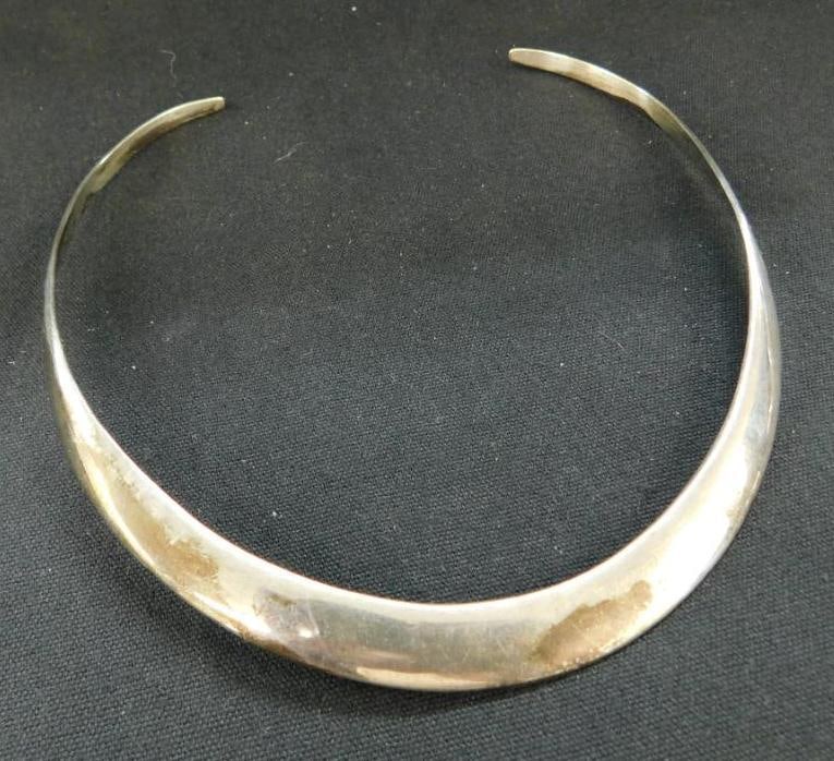 Sterling Silver - Collar Choker Necklace - 34 Grams: See Photos For Condition and Details
