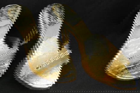 Vintage Pair of "Jacqueline" Acrylic / Lucite Evening Shoes - Rhinestones: See Photos For Condition and Details