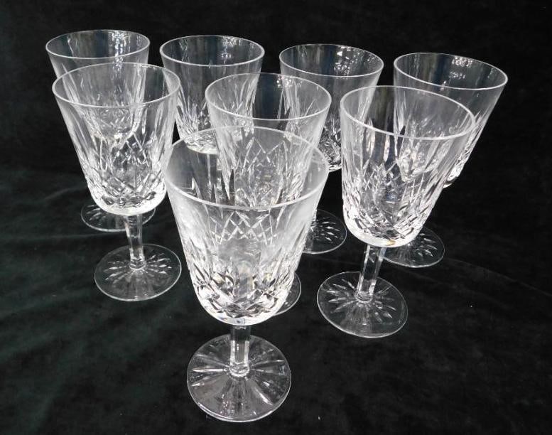 8 Waterford Crystal Lismore Water Goblets - 6 7/8" Tall: See Photos for Details and Condition