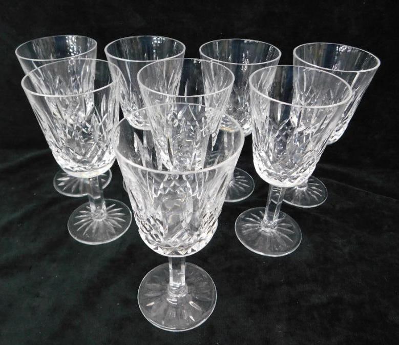 8 Waterford Crystal Lismore White Wine Goblets - 5 5/8" Tall: See Photos for Details and Condition