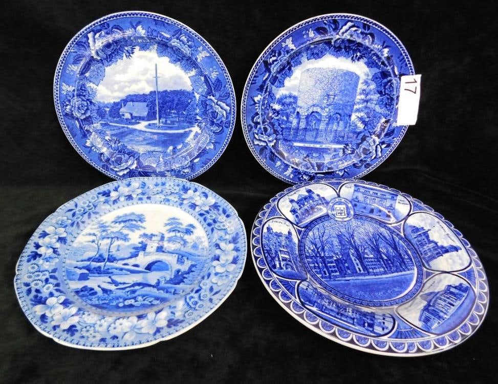 4 Vintage Blue Transfer Plates - 2 Wedgwood - 1 Rolland and Marsellus - 1 Unsigned (1 of 15)