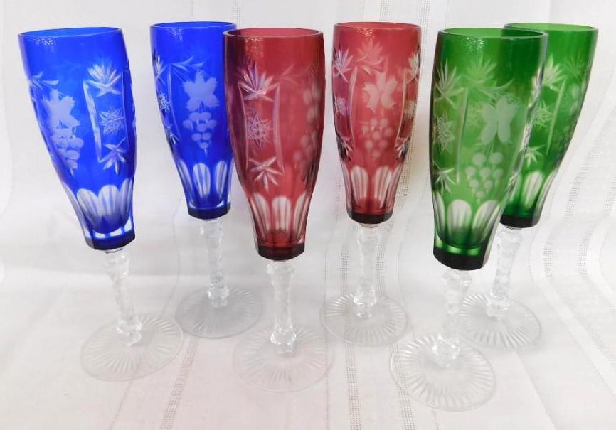 Crystal Stemware - "Cut-To-Clear" - 6/ 8 3/4" Champagne Flutes - 3 Colors (1 of 8)
