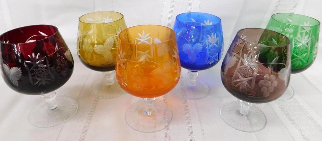 Crystal Stemware - "Cut-To-Clear" - 6/ 5 1/8" Brandy Snifters - 6 Colors (1 of 10)