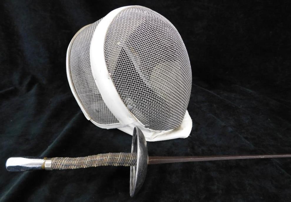 Vintage Fencing Helmet and Practice Sword - Sword is 43" Long (1 of 14)