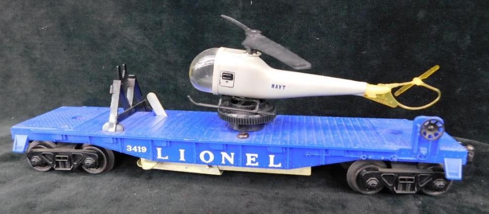 Lionel Model Trains - 0 Gauge - #3419 - Operating Helicopter Car - Original Box (1 of 11)