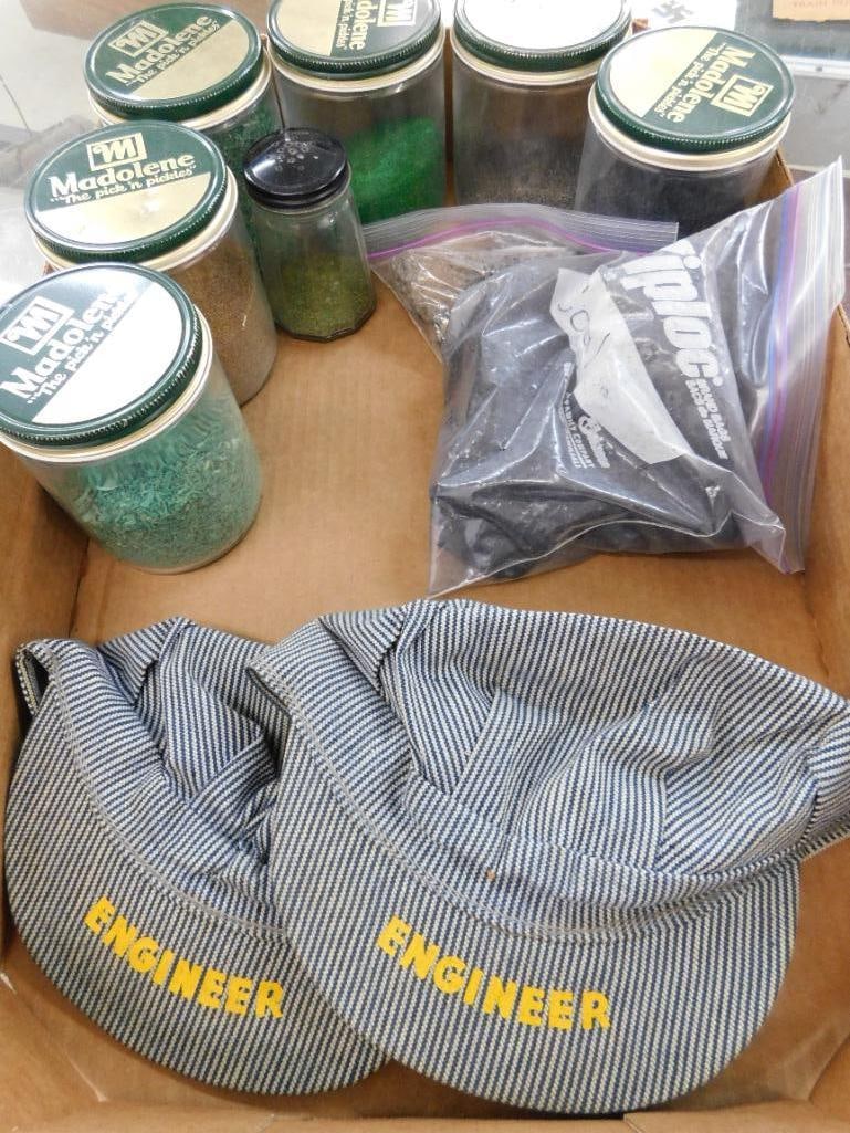 Box Lot of Model Train Building Items - 2 Engineers Hats (1 of 8)