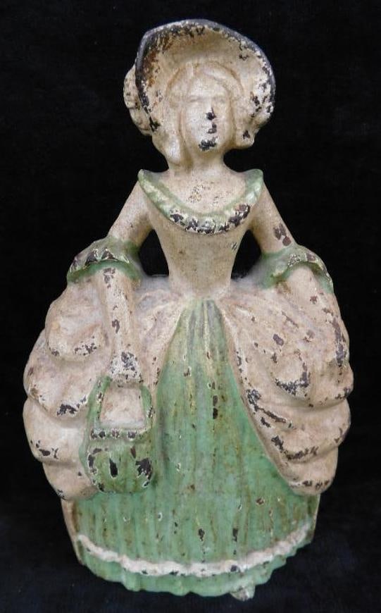 Cast Iron Door Stop - Victorian Lady - 6.75" x 4.5" x 2": See Photos for Details and Condition