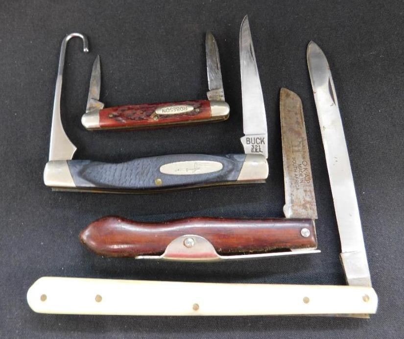 Tray Lot of 4 Pocket Knives - Buck - Robison - South Africa - Pakistan (1 of 12)