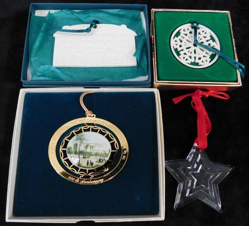 Group of 4 Christmas Ornaments - 1992 White House - Lenox - "Grove Park Inn" - Tiffany (1 of 9)