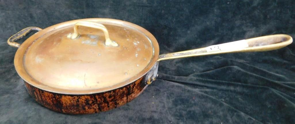 "Cop*R*Chef" 11" Straight Sided Copper Fry Pan with Lid: See Photos for Details and Condition