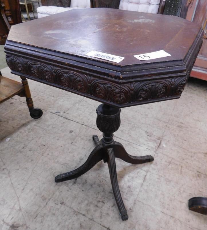 Small Side Table with Inlaid Top - 25" x 18" x 18" (1 of 8)