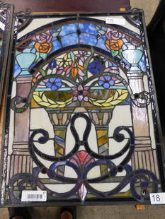 Modern Stained Glass Window #3 - 18" x 25": See Photos for Details and Condition
