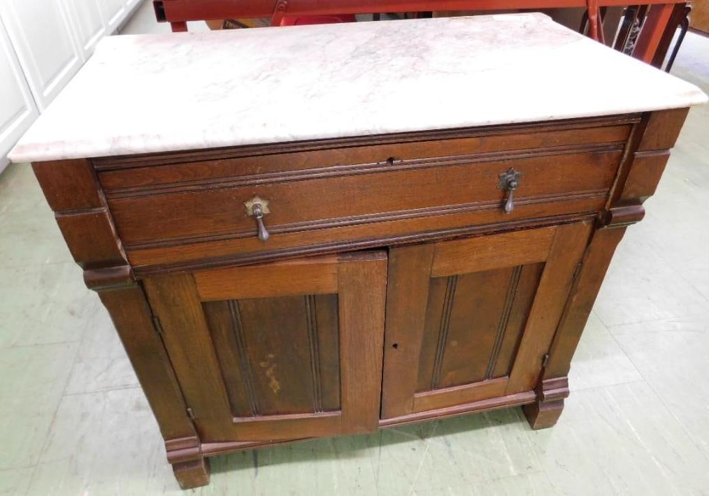 Victorian Marble Top Washstand - 1 Drawer 2 Doors - 27" x 29" x 16" (1 of 7)