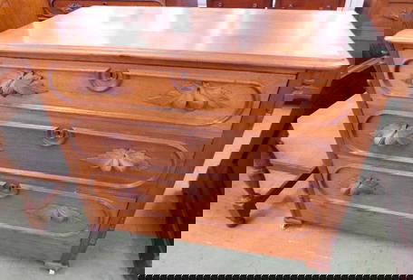 Victorian 3 Drawer Low Dresser with Carved Pulls - 34" x 40"x 17.5": See Photos for Details and Condition