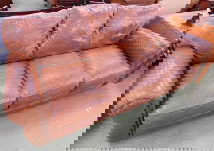 Lane Leather Couch - Some Wear - 36" x 84" x 37": See Photos for Details and Condition