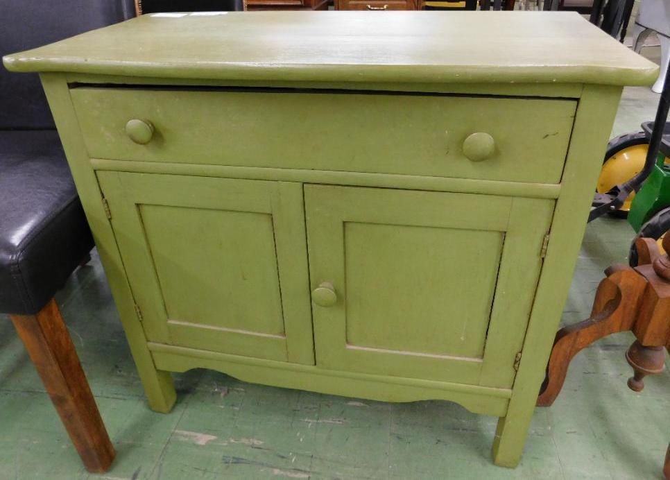 Painted 1 Drawer 2 Door Washstand - 29" x 30" x 16" (1 of 6)