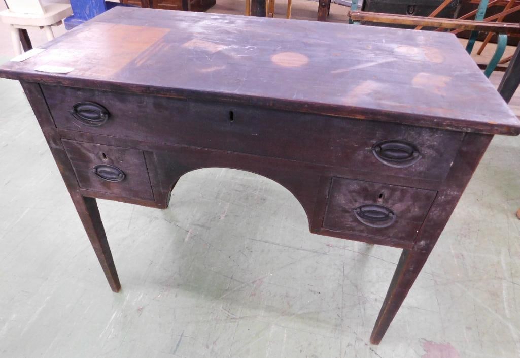 3 Drawer Period Hand Made Southern Desk - 30" x 35" x 17": See Photos for Details and Condition