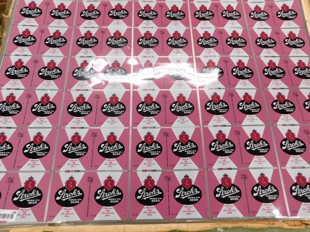 Early 1970s "Strohs Bohemian Beer" Unformed Uncut Sheet 12oz Beer Cans - Advertising (1 of 8)