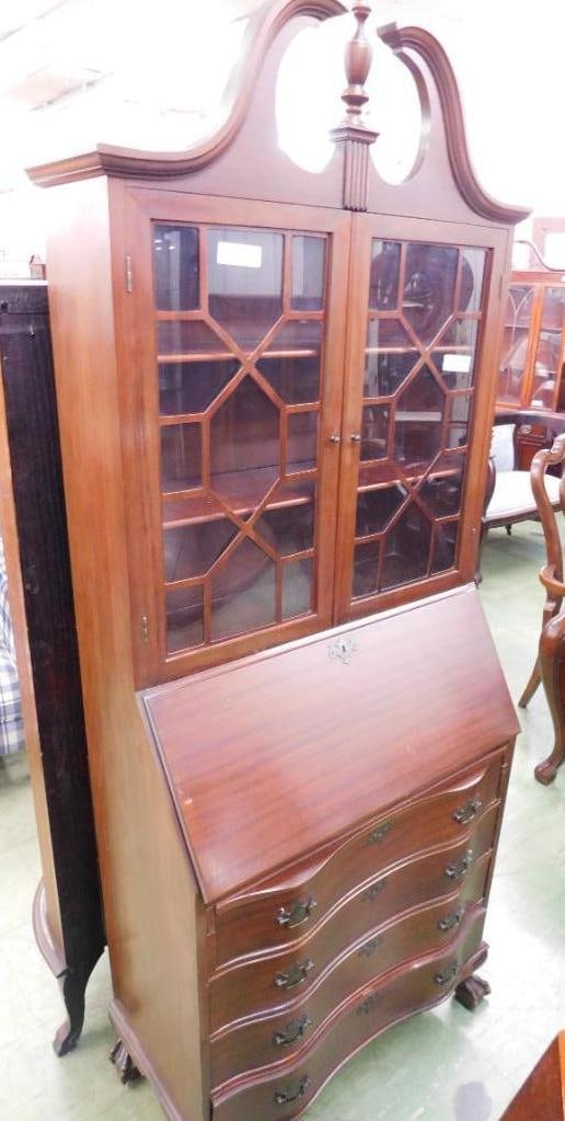 Vintage Mahogany Secretary Bookcase - 80" x 30" x 17": See Photos for Details and Condition