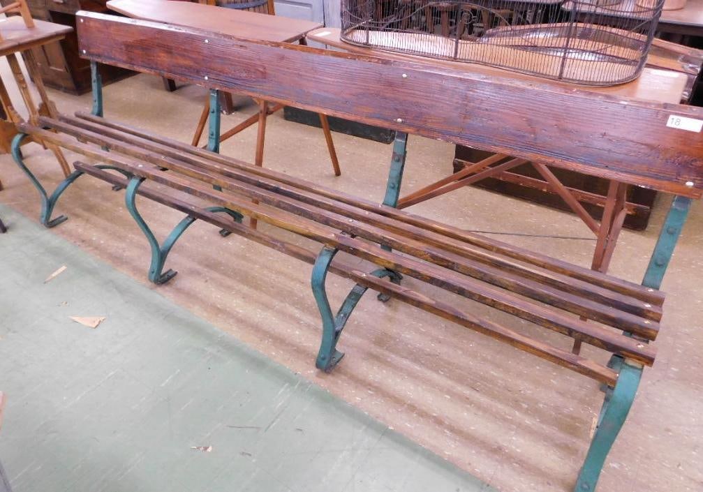 Metal and Wood Reconstructed Bench - 34" x 98" x 24": See Photos for Details and Condition