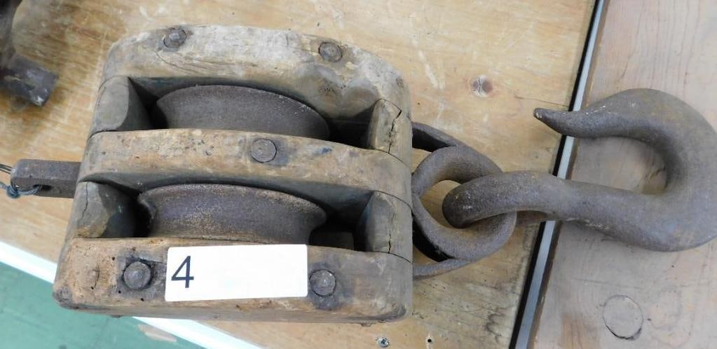 2 Wheel Wood and Iron Pulley - 20" x 6.5" x 5.5" (1 of 10)