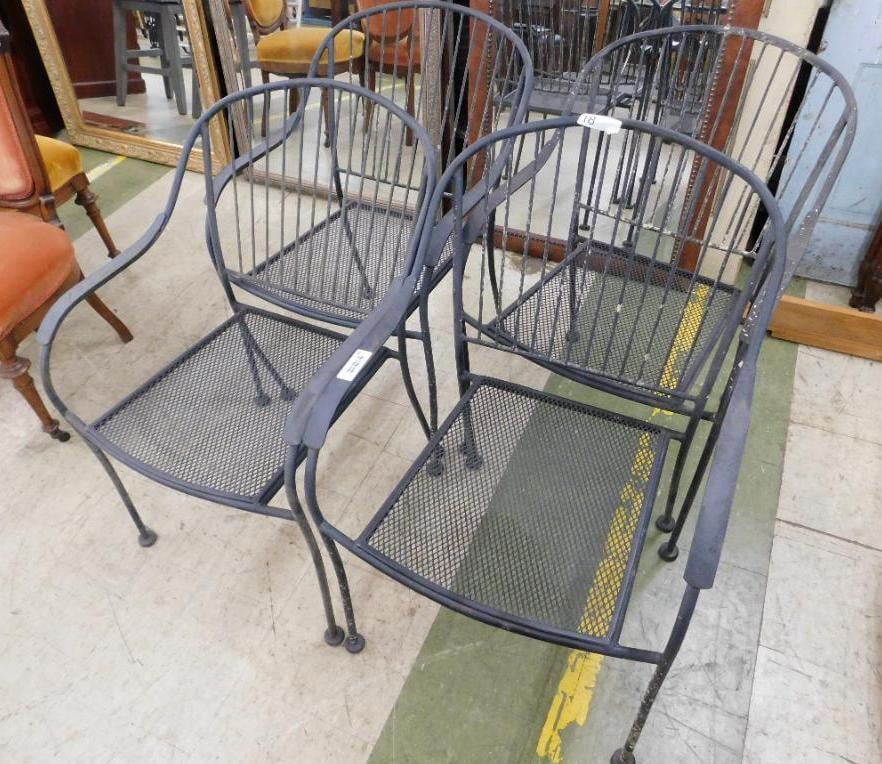 Group of 4 Wrought Iron Patio Chairs - Each 32.5" x 22.5" x 27" (1 of 8)