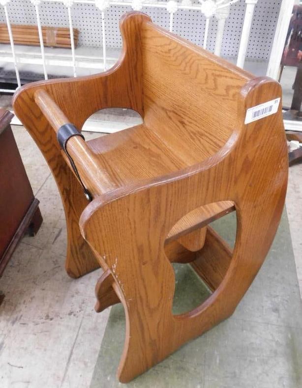 Amish High Chair / Rocking Horse / Eating Table Desk - 32" x 15.5" x 18": See Photos For Condition and Details