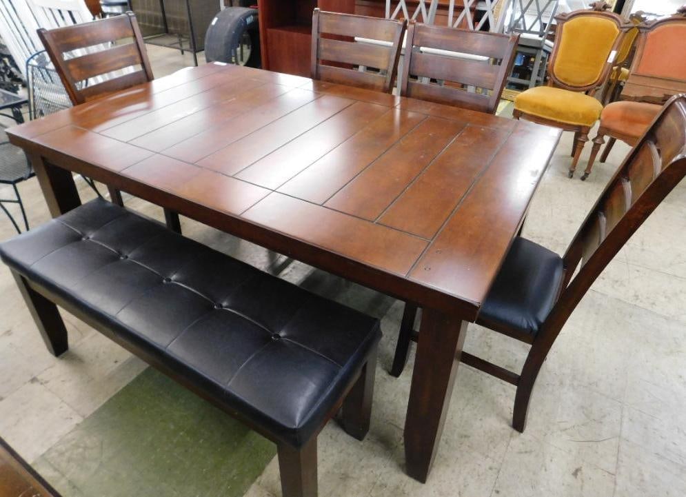6 piece Modern Dining Set - Table - 4 Chairs - 1 Bench - Table 30.5" x 65.5" x 42" (1 of 12)