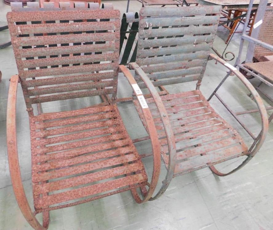 Pair of Vintage Outdoor Spring Chairs - Each 35" x 21.5" x 24": See Photos For Condition and Details