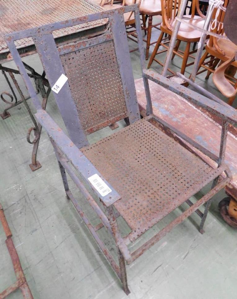 Vintage Outdoor Wrought Iron Arm Chair - 34" x 20" x 25": See Photos For Condition and Details