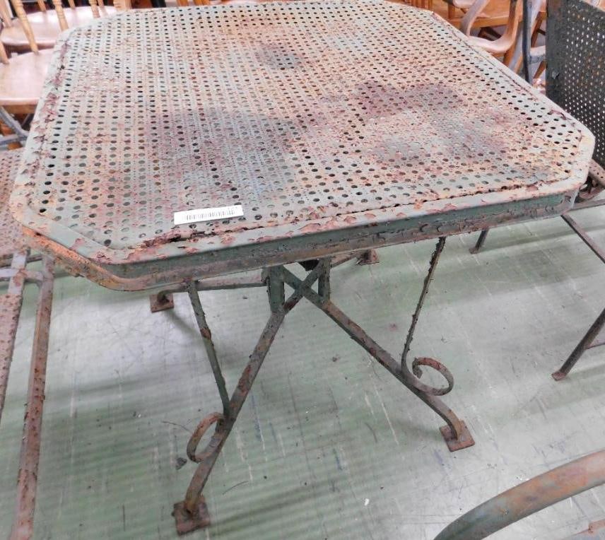 Vintage Outdoor Wrought Iron Table - 30" x 27"x 27": See Photos For Condition and Details