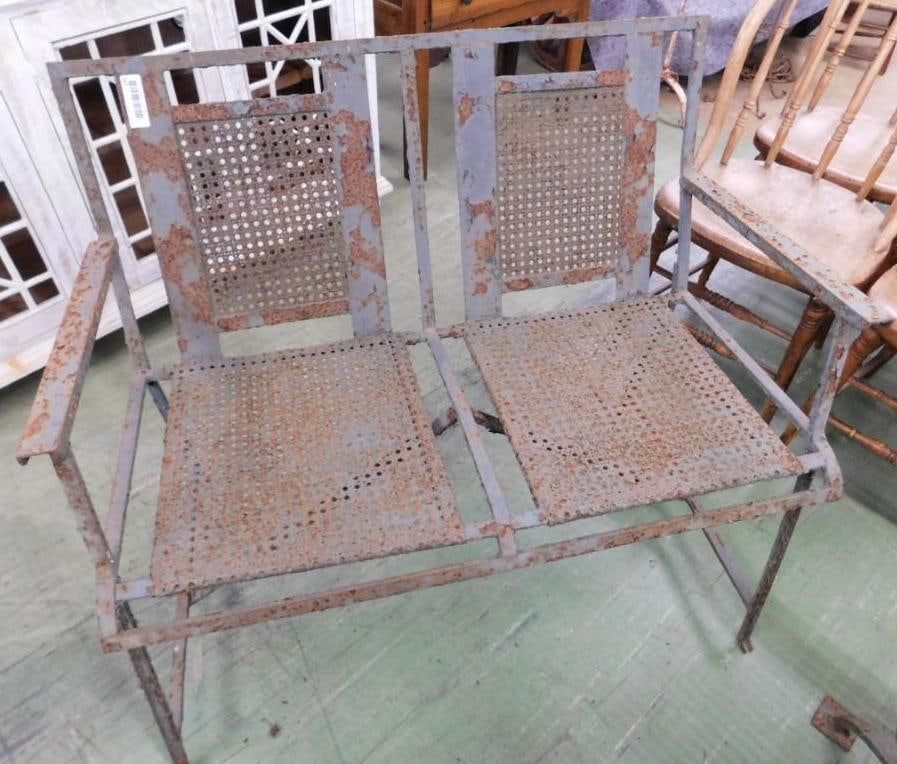Vintage Outdoor Wrought Iron Settee - 33" x 39" x 25" (1 of 7)