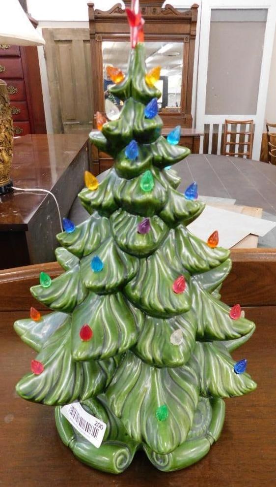 Vintage Ceramic Lighted Christmas Tree with Music Box - 17" Tall (1 of 10)
