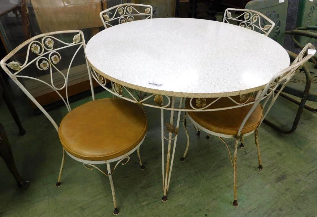 5 Piece Outdoor Metal Patio Set - Table 30" x 42" (1 of 9)