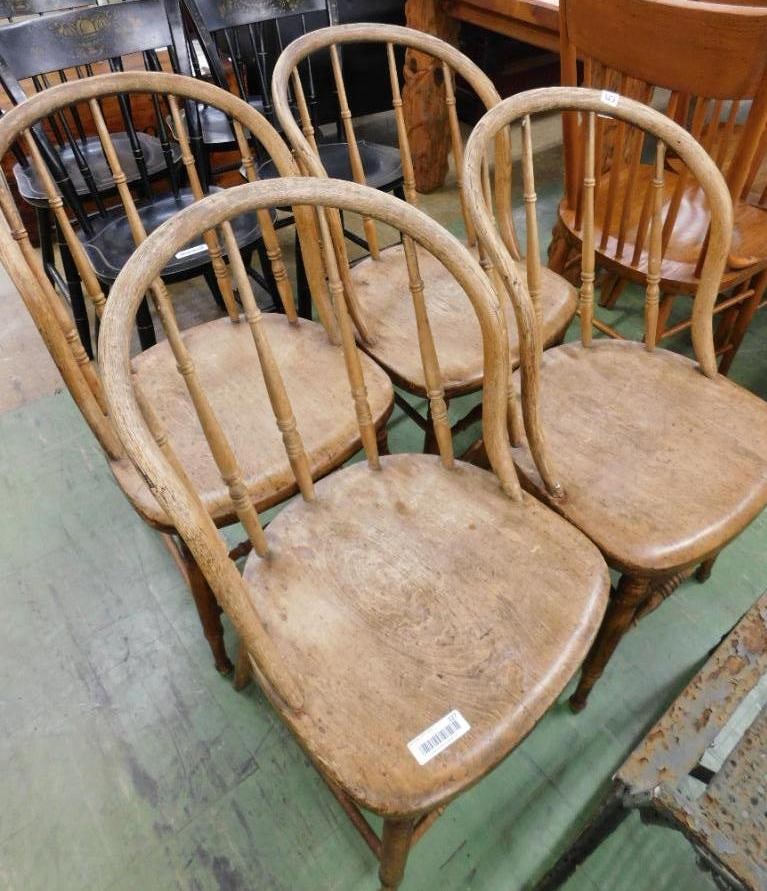 4 Curved Spindle Back Chairs - 34" Tall (1 of 7)