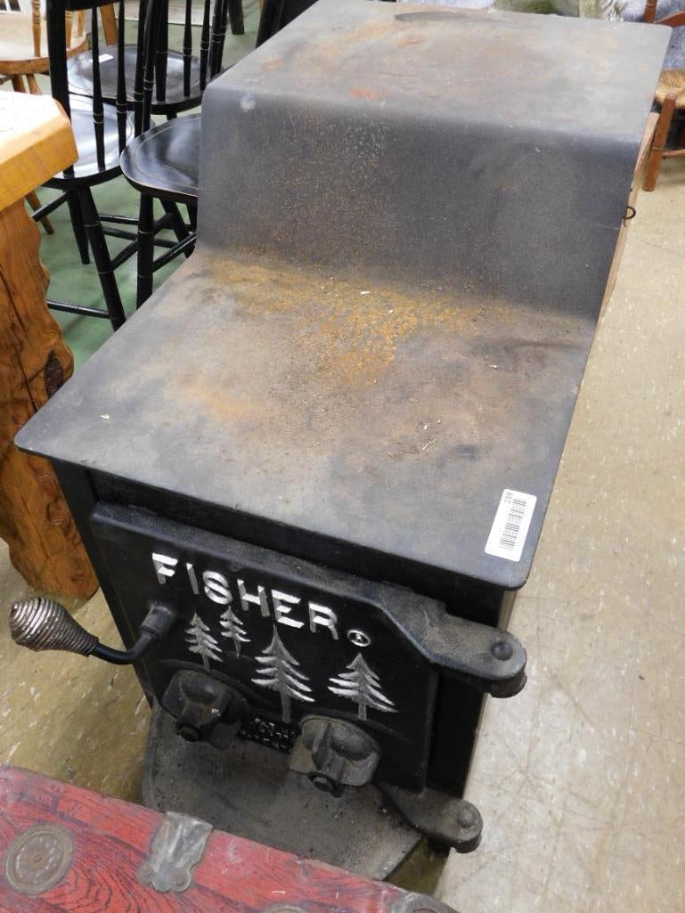Fisher Iron Wood Stove - 31" x 30' x 18": See Photos For Condition and Details