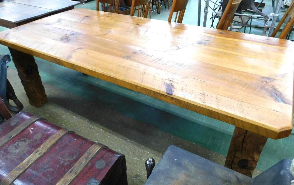 Heavy Duty White Pine Farm Table - Thick Legs - 30" x 84" x 40" (1 of 9)
