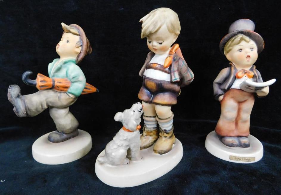 3 M.J. Hummel Figures - Boys - "Street Singer" - "Not For You" - "Globe Trotter" (1 of 16)