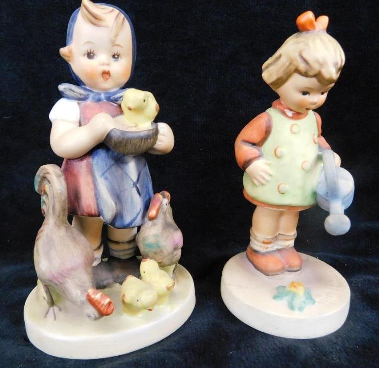 2 M.J. Hummel Figures - Girls - "Feeding Time" - "Little Gardener" - 4" to 4.5" Tall (1 of 9)