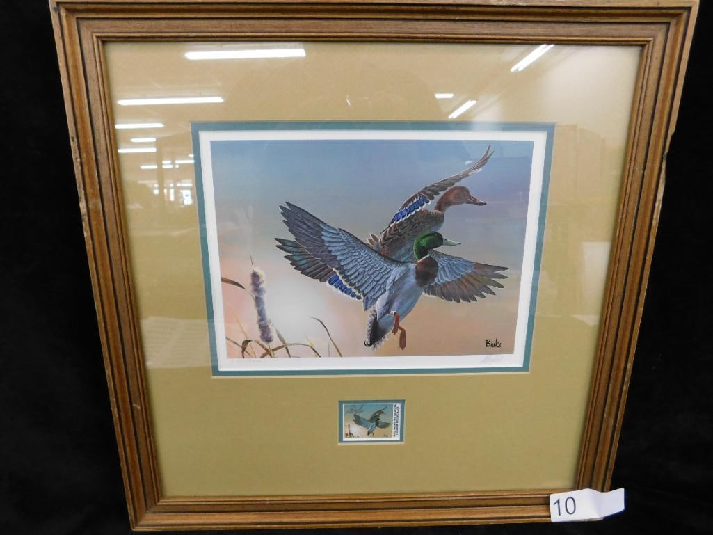 1982 SC Duck Print - Signed Binks - Stamp - Limited Edition - 18" x 18": See Photos For Condition and Details