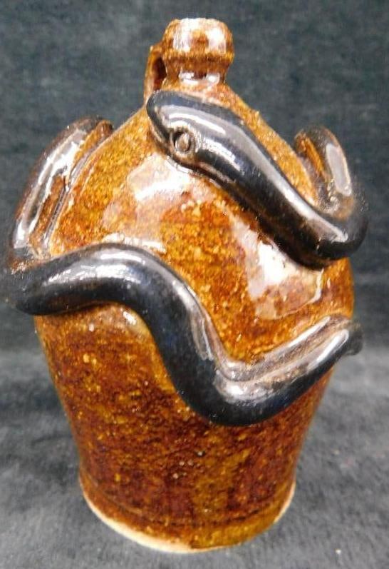 Southern Folk Art Pottery - Mini Snake Jug - Signed Marvin Bailey - 3.25" x 2.25" (1 of 6)