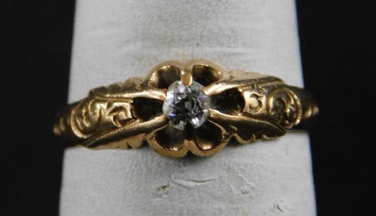 14K Yellow Gold - Ring - Size 7 - Diamond - 2.1 Grams TW (1 of 5)
