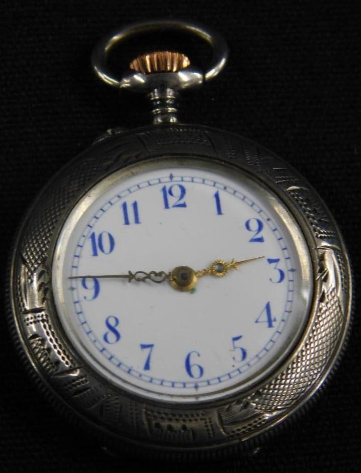 Sterling Silver - Ladies Pocket Watch - Swiss - 28.3 Grams Tw (1 of 11)